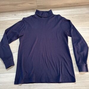 Vintage Bert Pulitzer Turtle Neck Blank Navy‎ Blue Size L Made USA Single Stitch